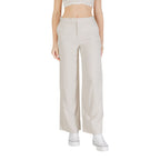 Beige Viscose Casual Pants