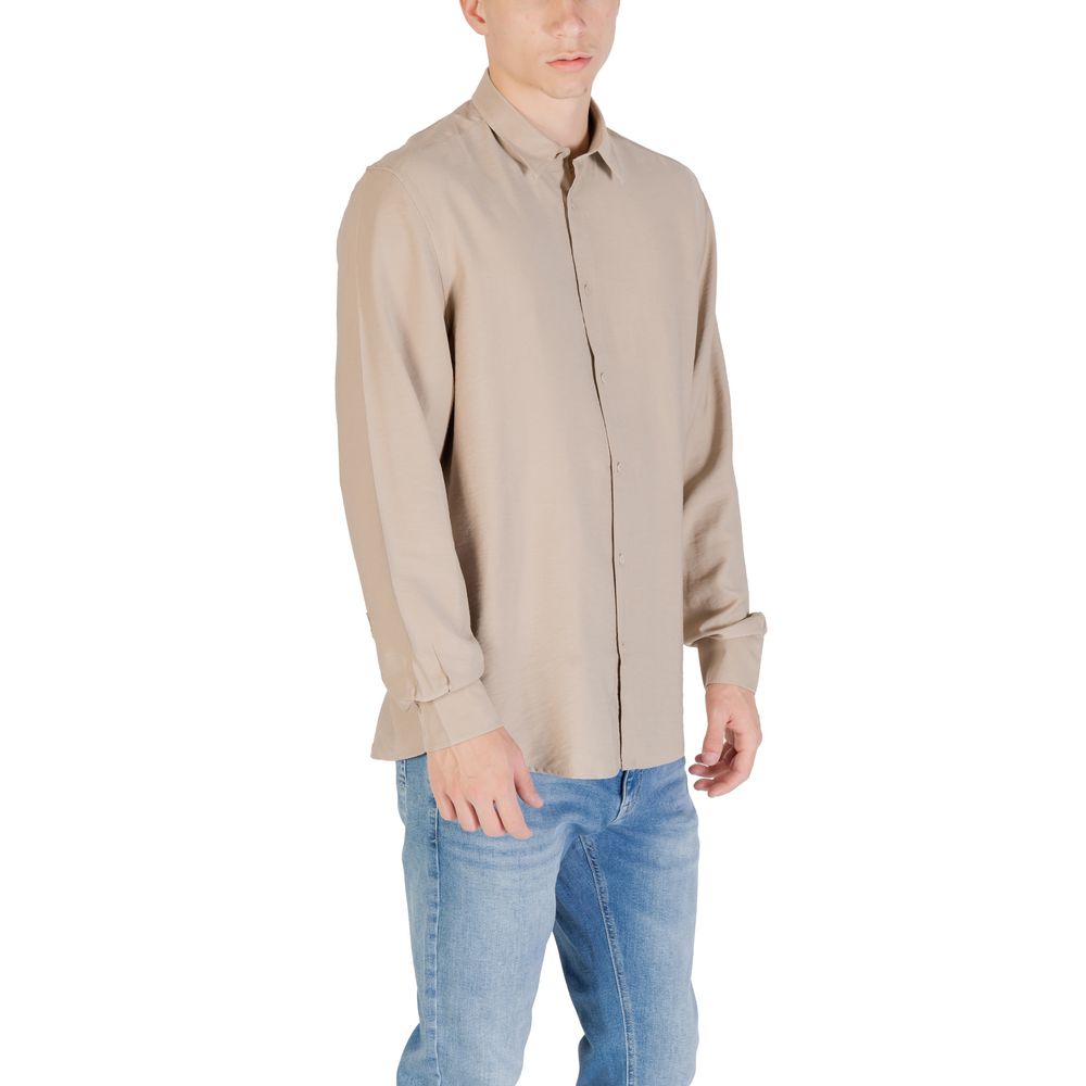 Beige Viscose Dress Shirt