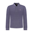 Blue Cotton Men Polo Shirt
