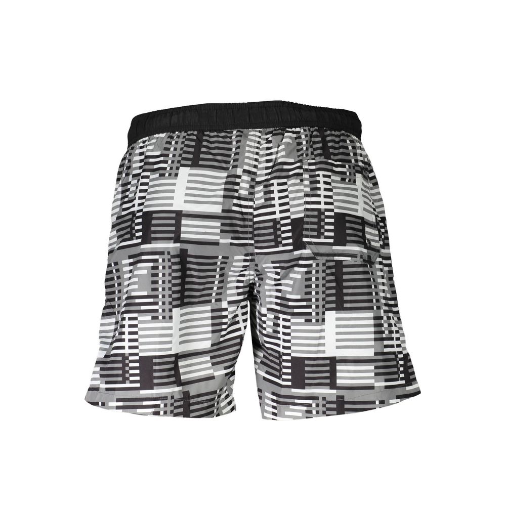 Black Polyester Men's Swim Boxer