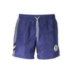 Blue Polyester Men's Swim Boxer