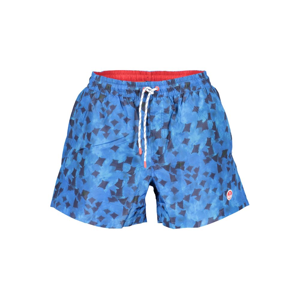Blue Polyester Men's Swim Trunk