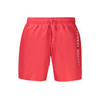 Red Polyester Men's Swim Boxer