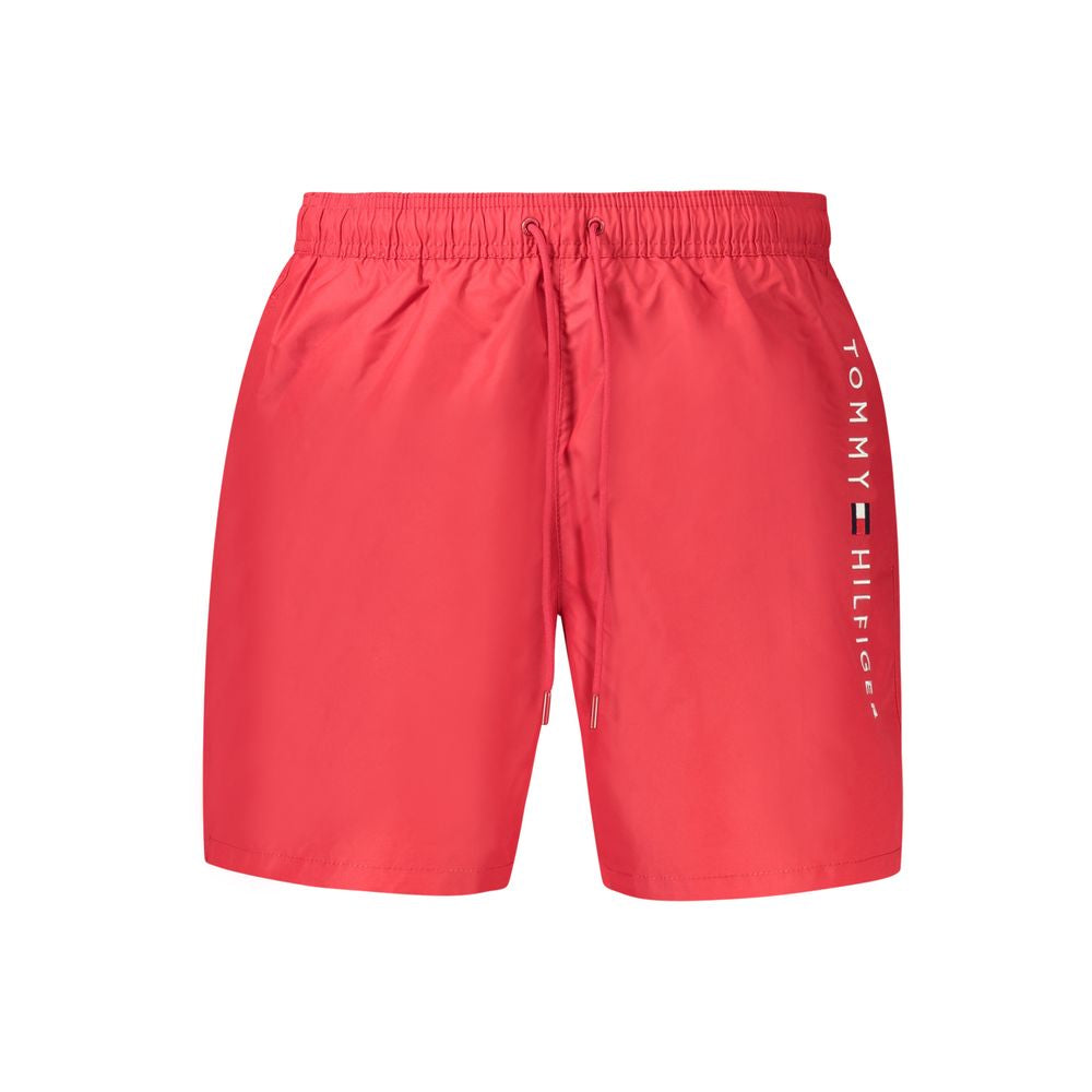 Red Polyester Men's Swim Boxer