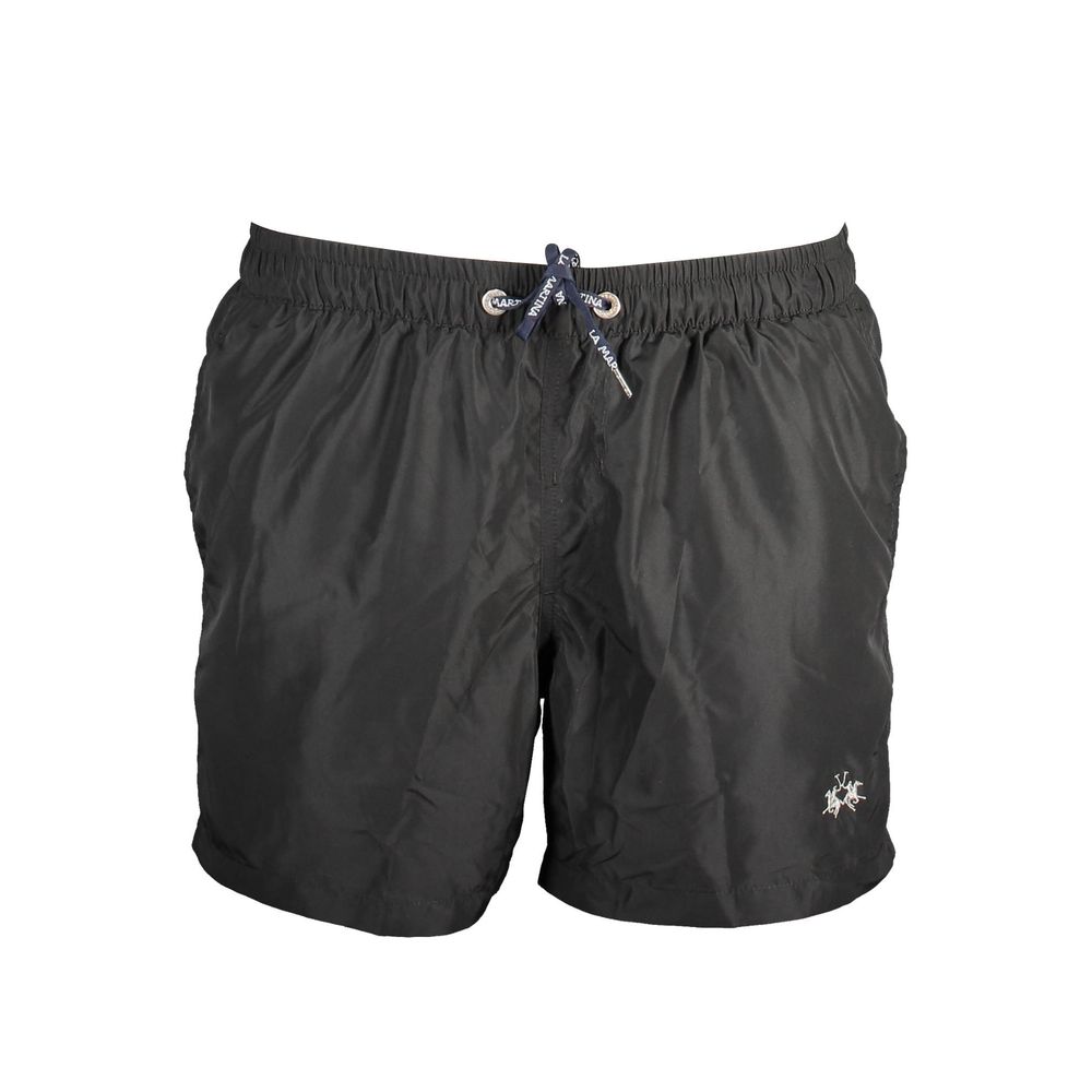 Black Polyester Men's Swim Trunk