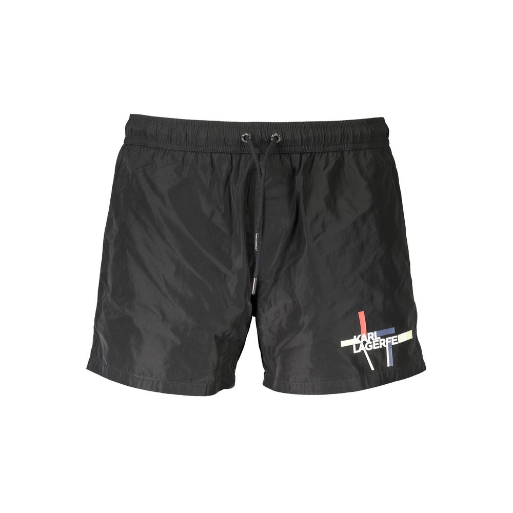 Black Polyester Men's Swim Boxer