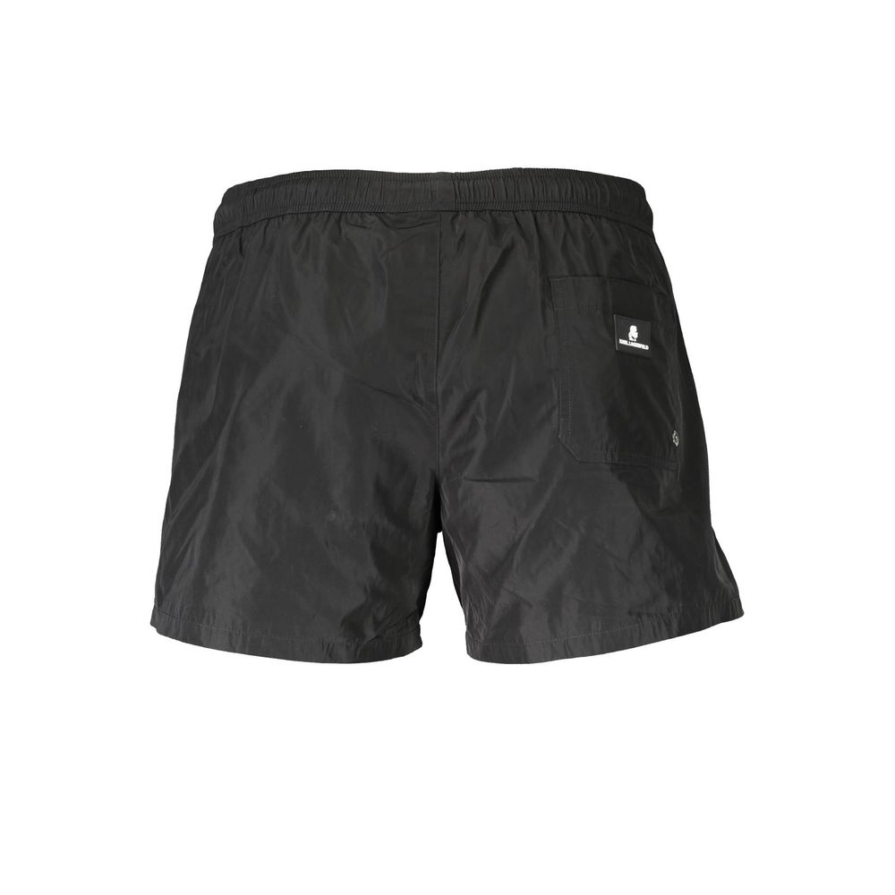 Black Polyester Men's Swim Boxer