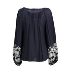 Blu Viscosa Donna Camicia