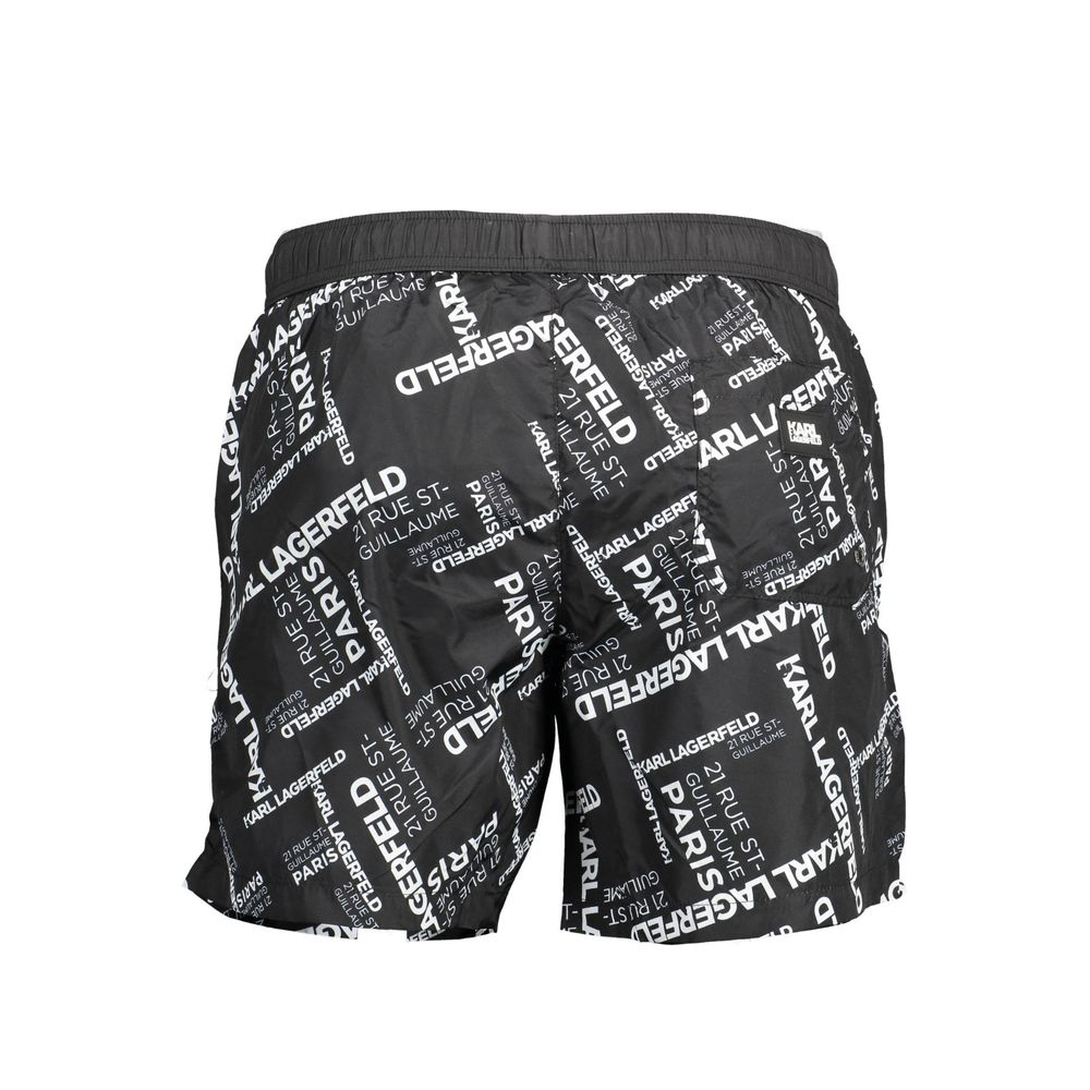 Black Polyester Men's Swim Trunk