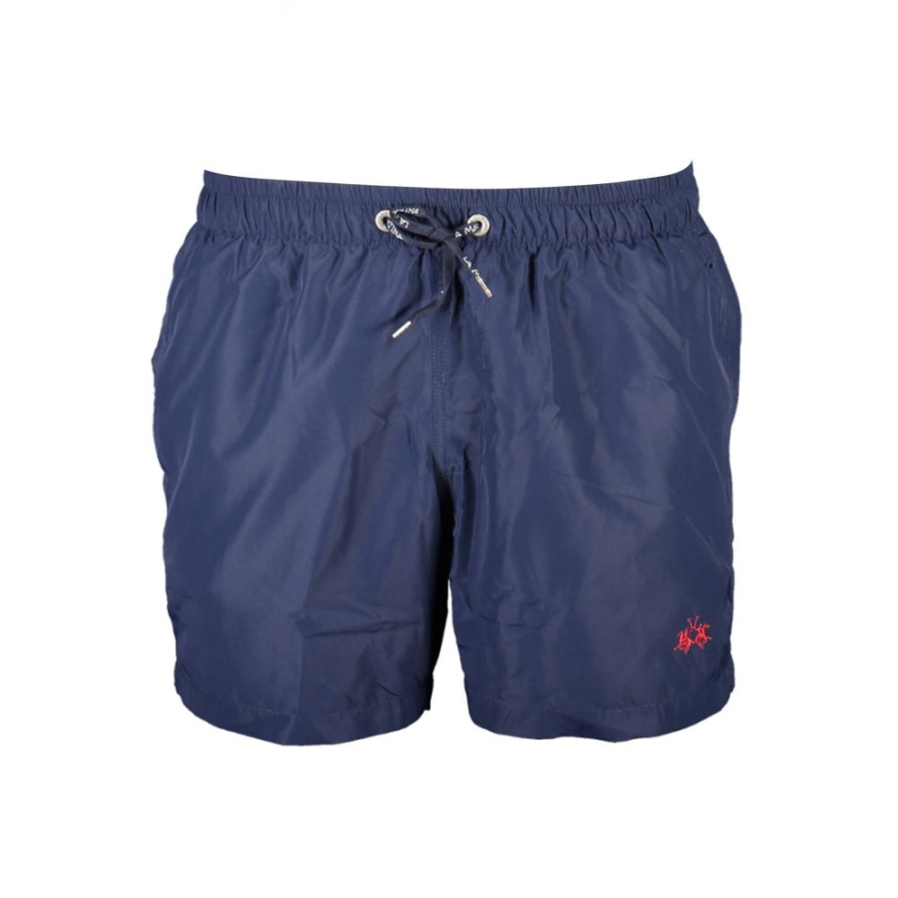 Blue Polyester Men's Swim Trunk