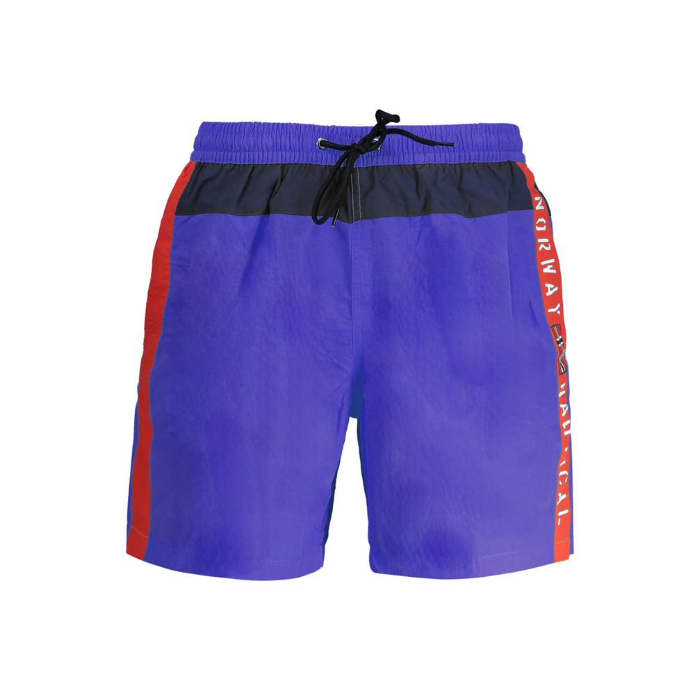 Blue Polyester Men's Swim Trunk