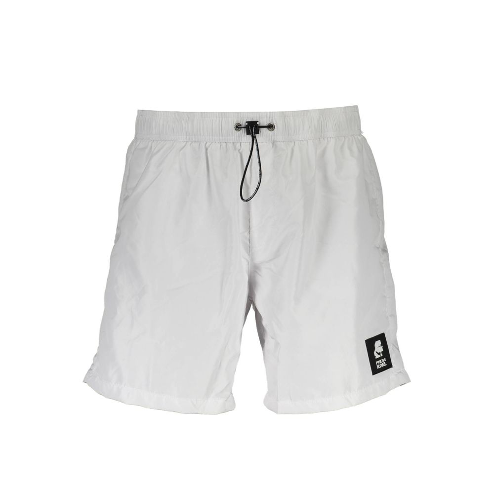 White Polyester Men's Swim Boxer