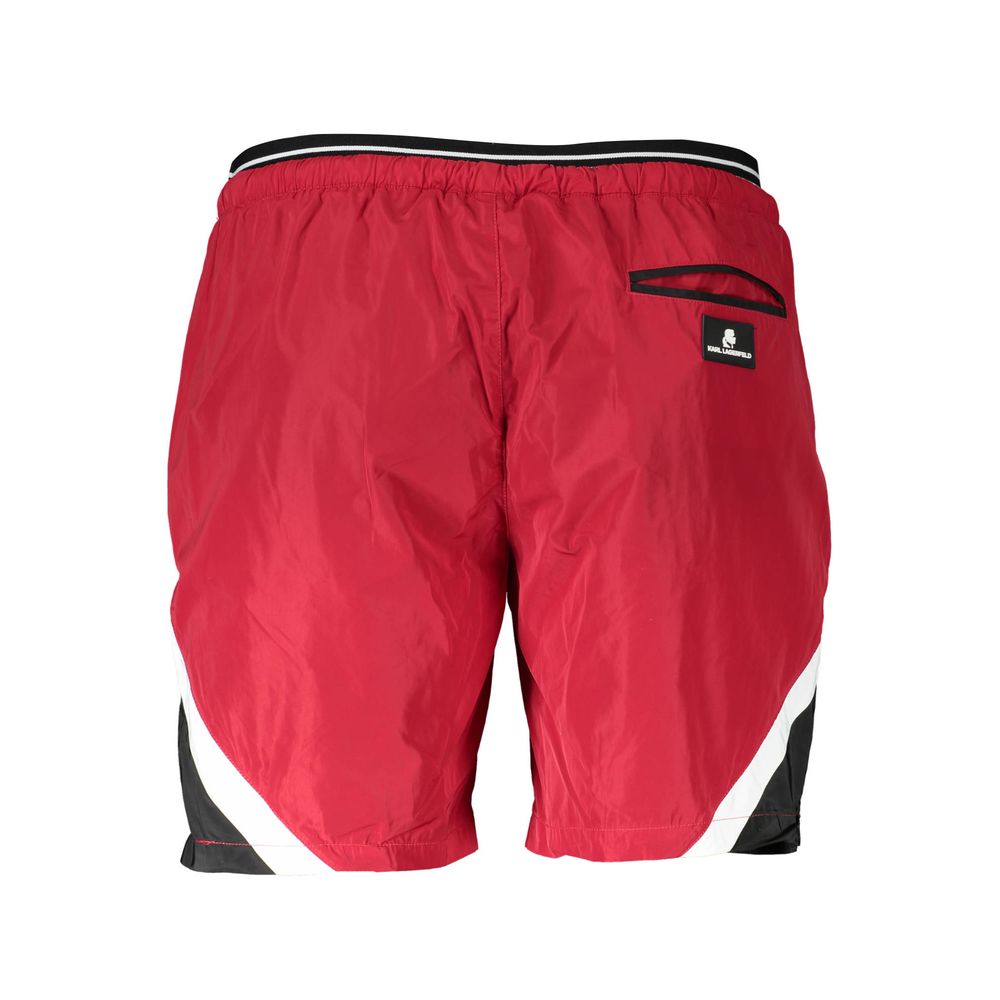 Red Polyester Men's Swim Boxer