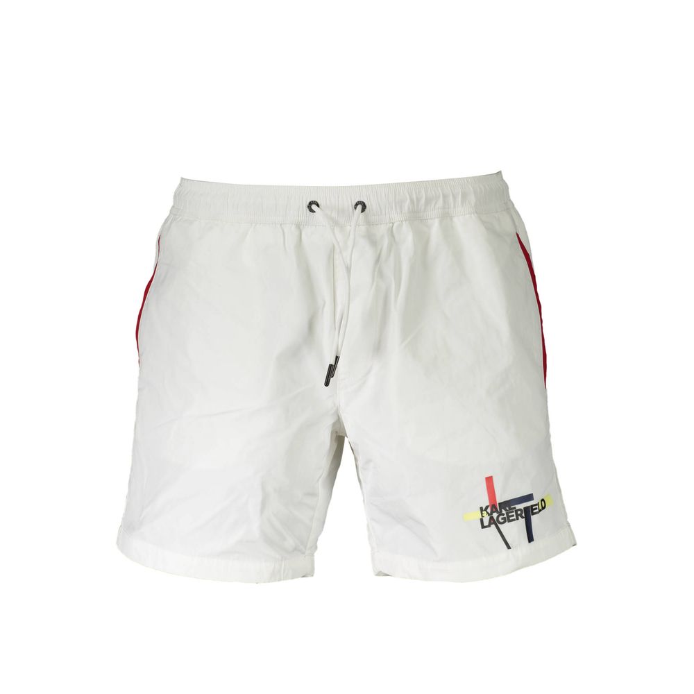 White Polyester Men's Swim Boxer
