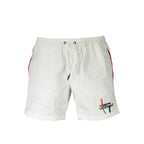 White Polyester Men's Swim Boxer
