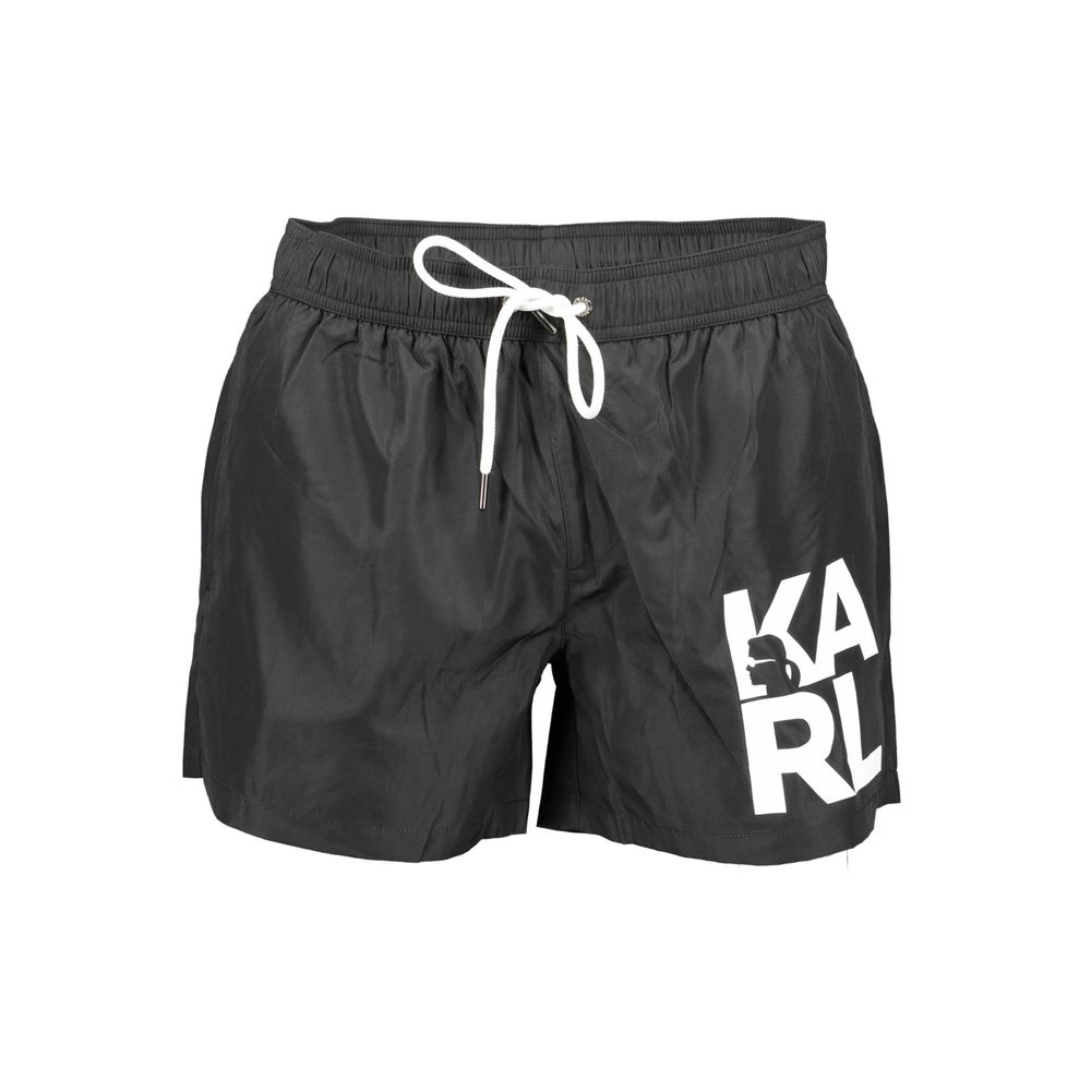Black Polyester Men's Swim Trunk