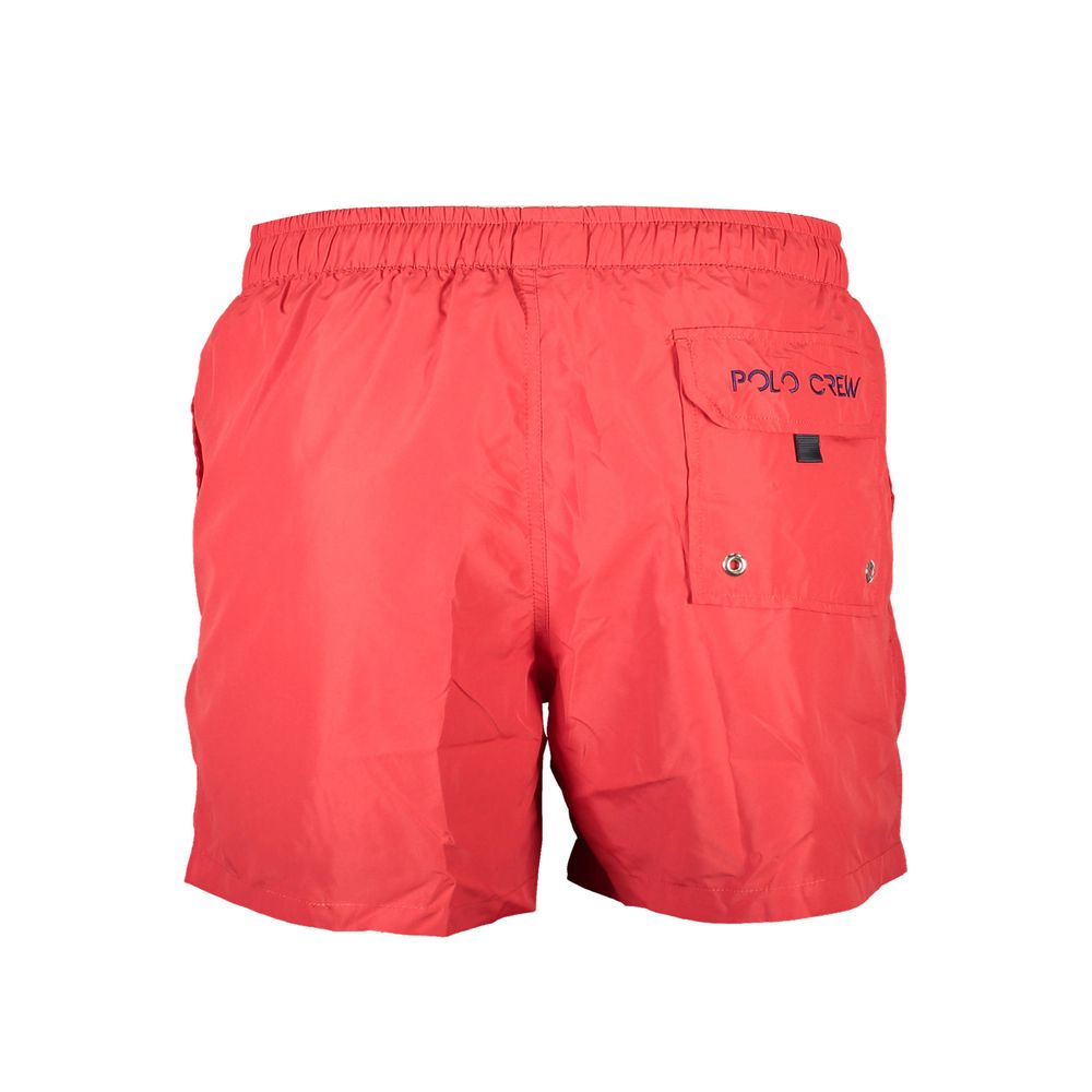 Red Polyester Men's Swim Trunk