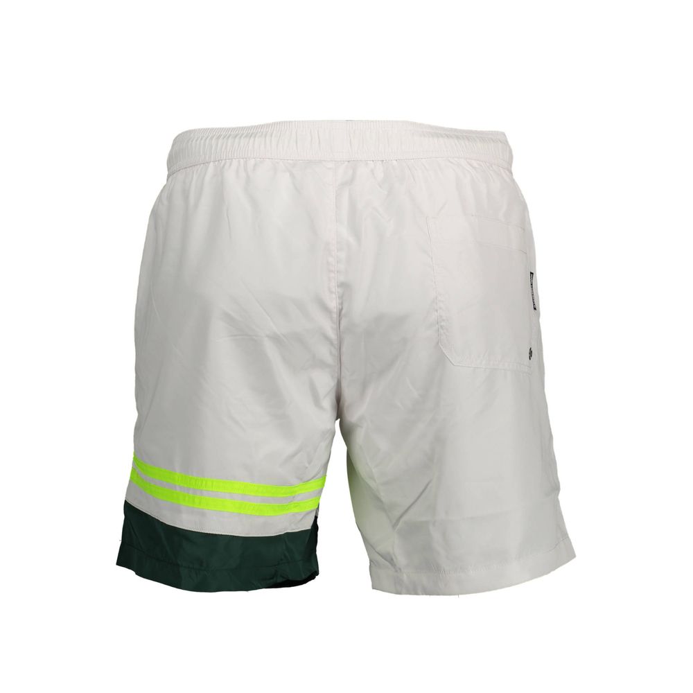 White Polyester Men's Swim Boxer