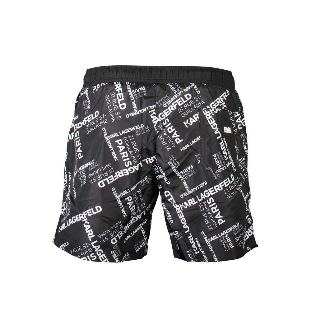 Black Polyester Men's Swim Boxer