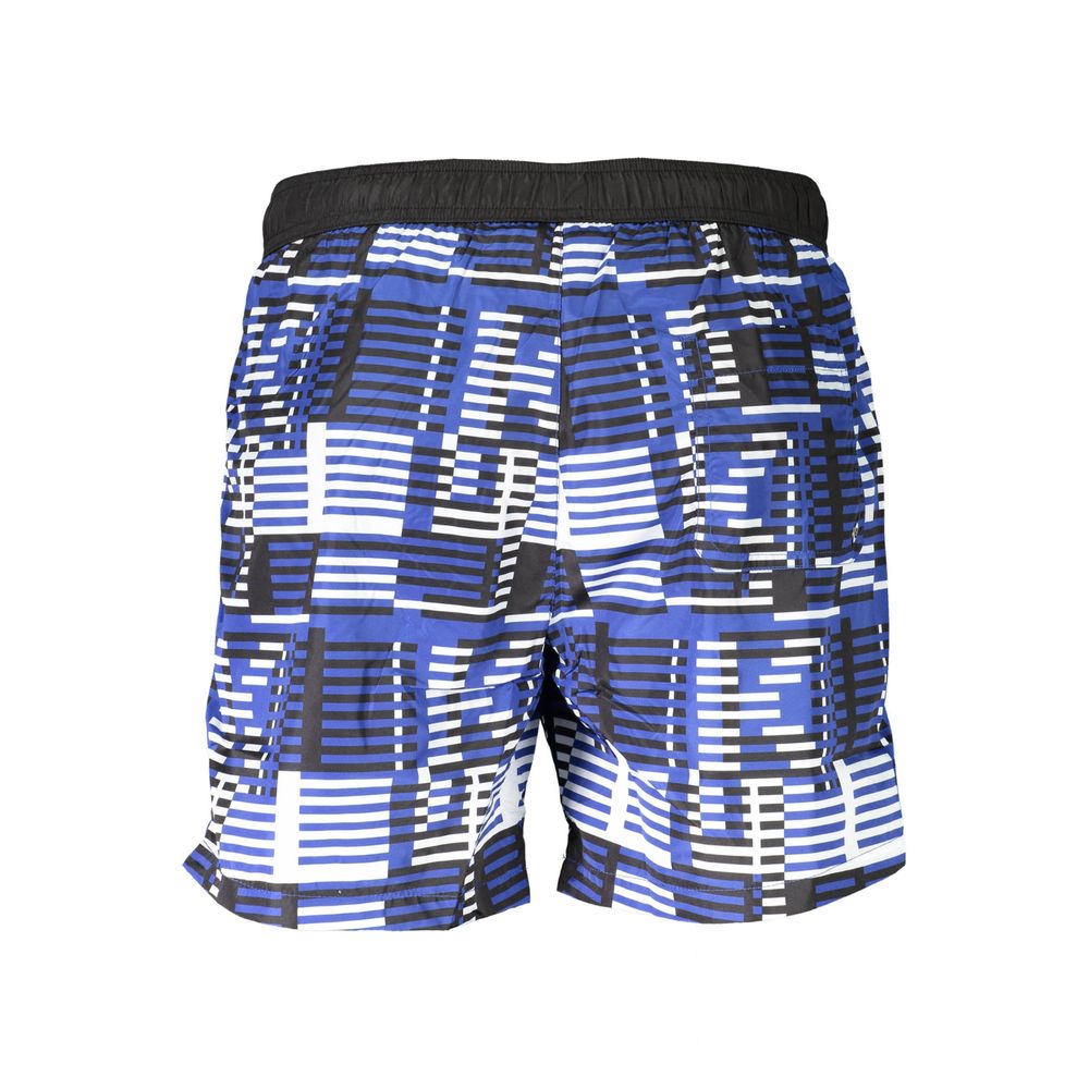 Blu Polyester Men Swim Boxer