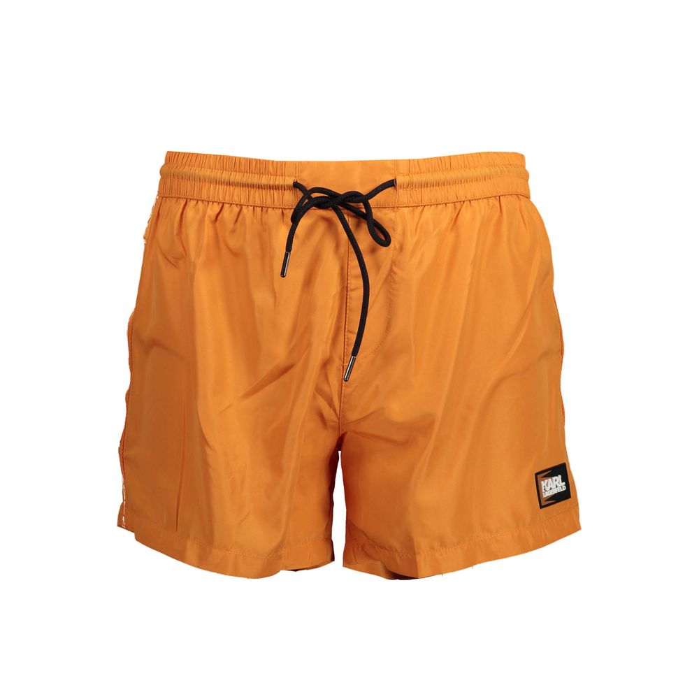 Arancione Polyester Men Swim Boxer