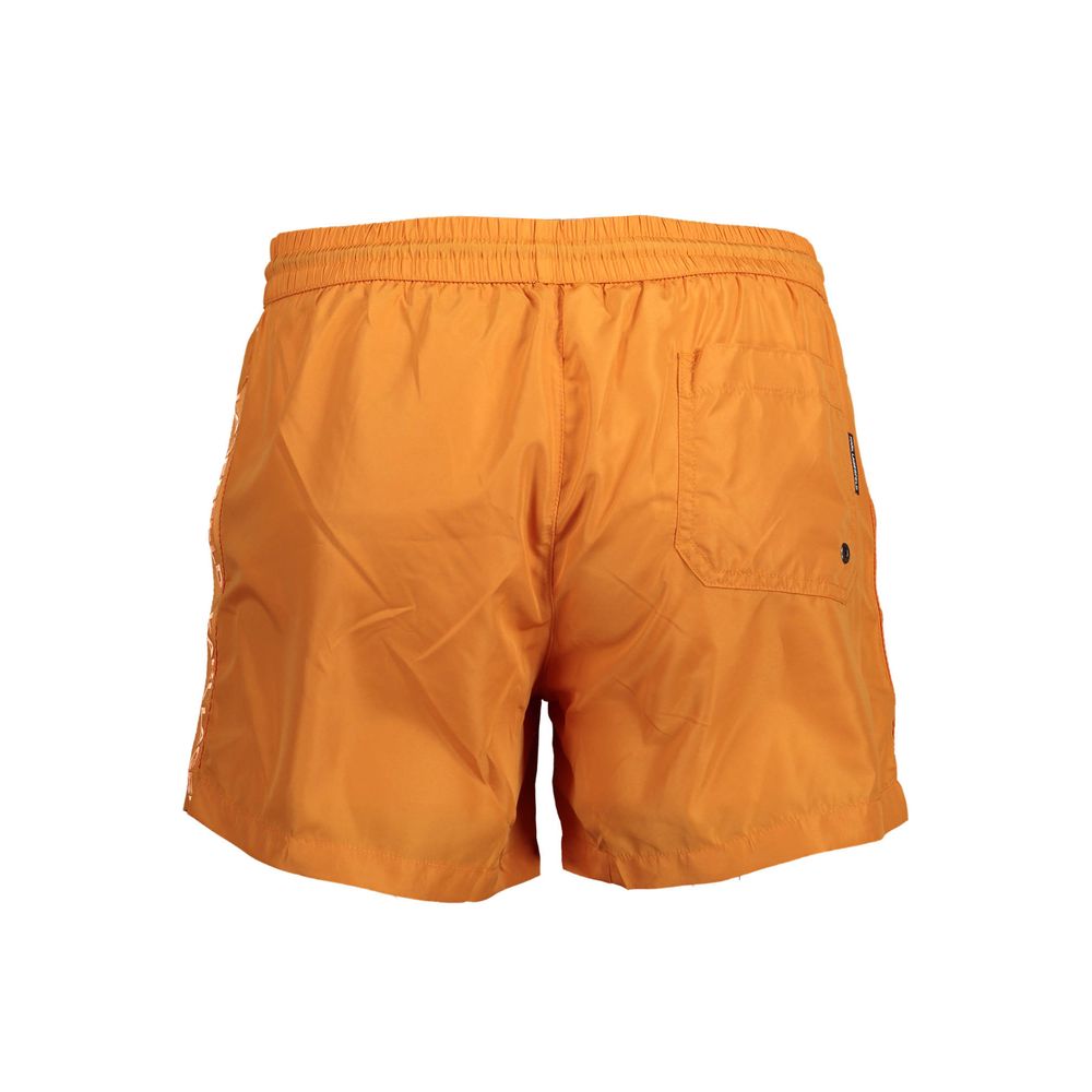 Arancione Polyester Men Swim Boxer