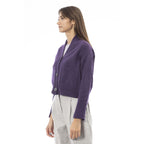 Purple Merino Wool Women Cardigan