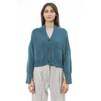 Teal Merino Wool Women Cardigan