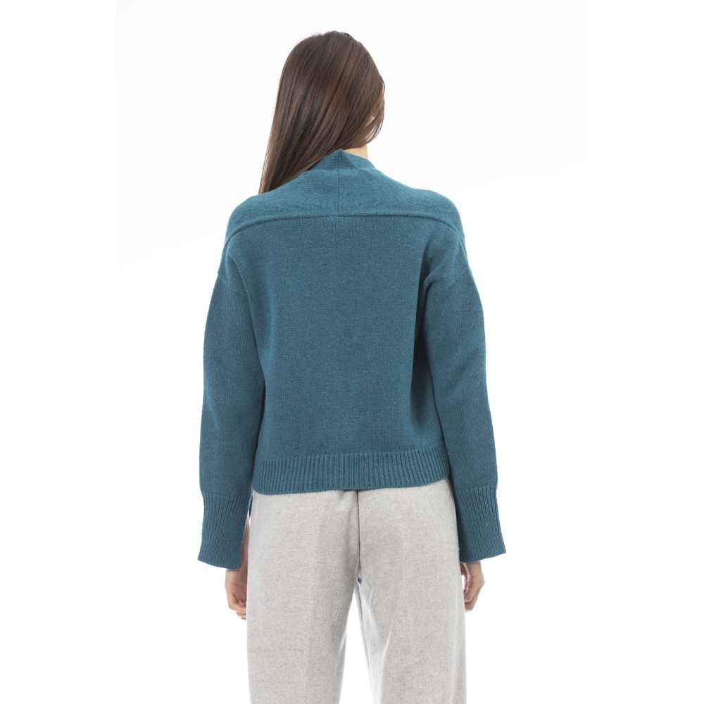 Teal Merino Wool Women Cardigan