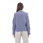 Light Blue Merino Wool Women Cardigan