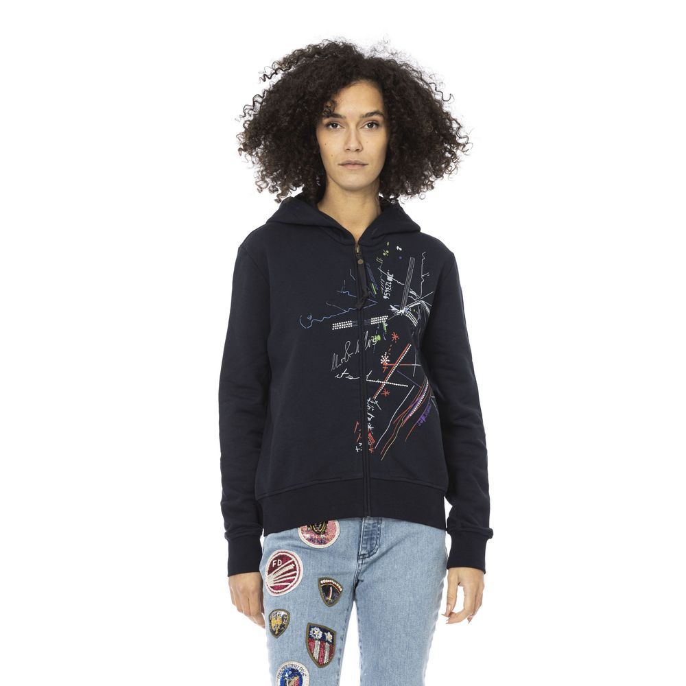 Blue Cotton Women Sweatshirt