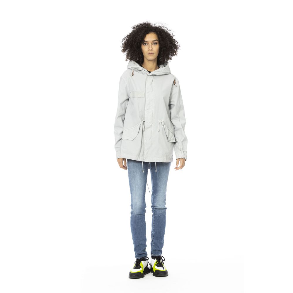 Silver Cotton Women Parka Jacket
