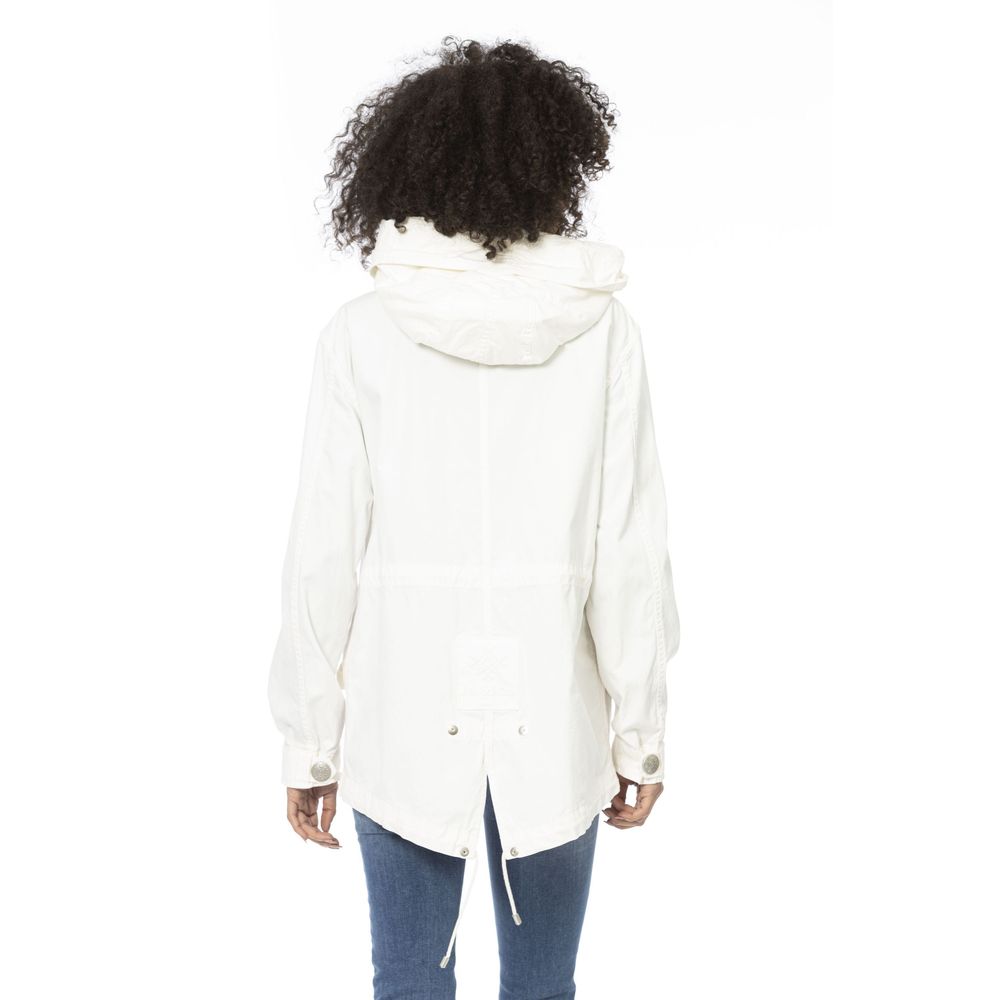 White Cotton Women Parka Jacket