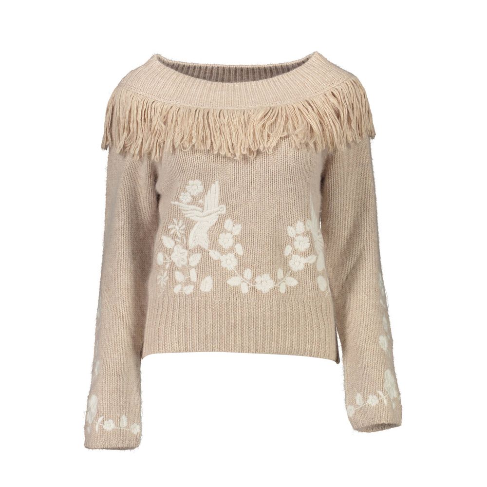 Beige Viscose Women's Sweater