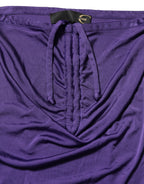 Purple Viscose Elastane Strapless Bodycon Dress