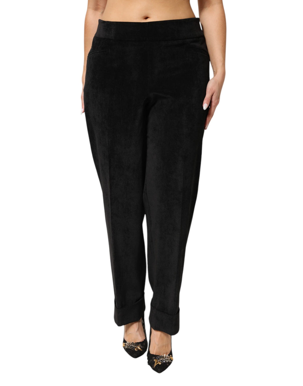 Black High Waist Straight Dress Trouser Pants