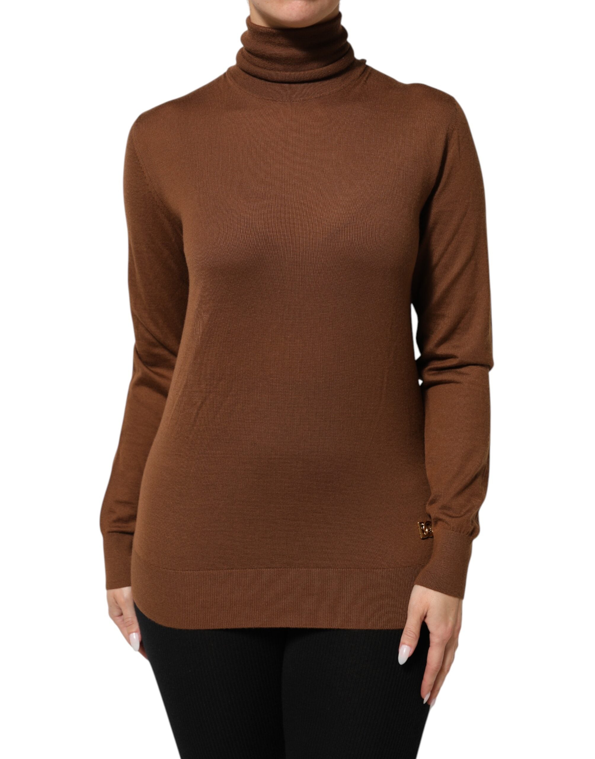Brown Cashmere Turtle Neck Pullover Sweater