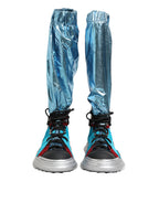 Blue Lace Up Over The Knee Socks Men Boots Shoes