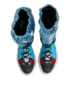 Blue Lace Up Over The Knee Socks Men Boots Shoes