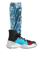 Blue Lace Up Over The Knee Socks Men Boots Shoes