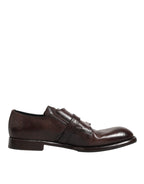 Brown Leather Monk Strap Formal Derby Shoes