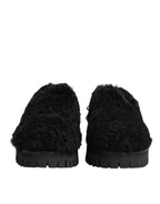 Dress Black Fur Leather Slippers Men Shoes