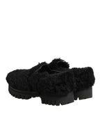 Dress Black Fur Leather Slippers Men Shoes