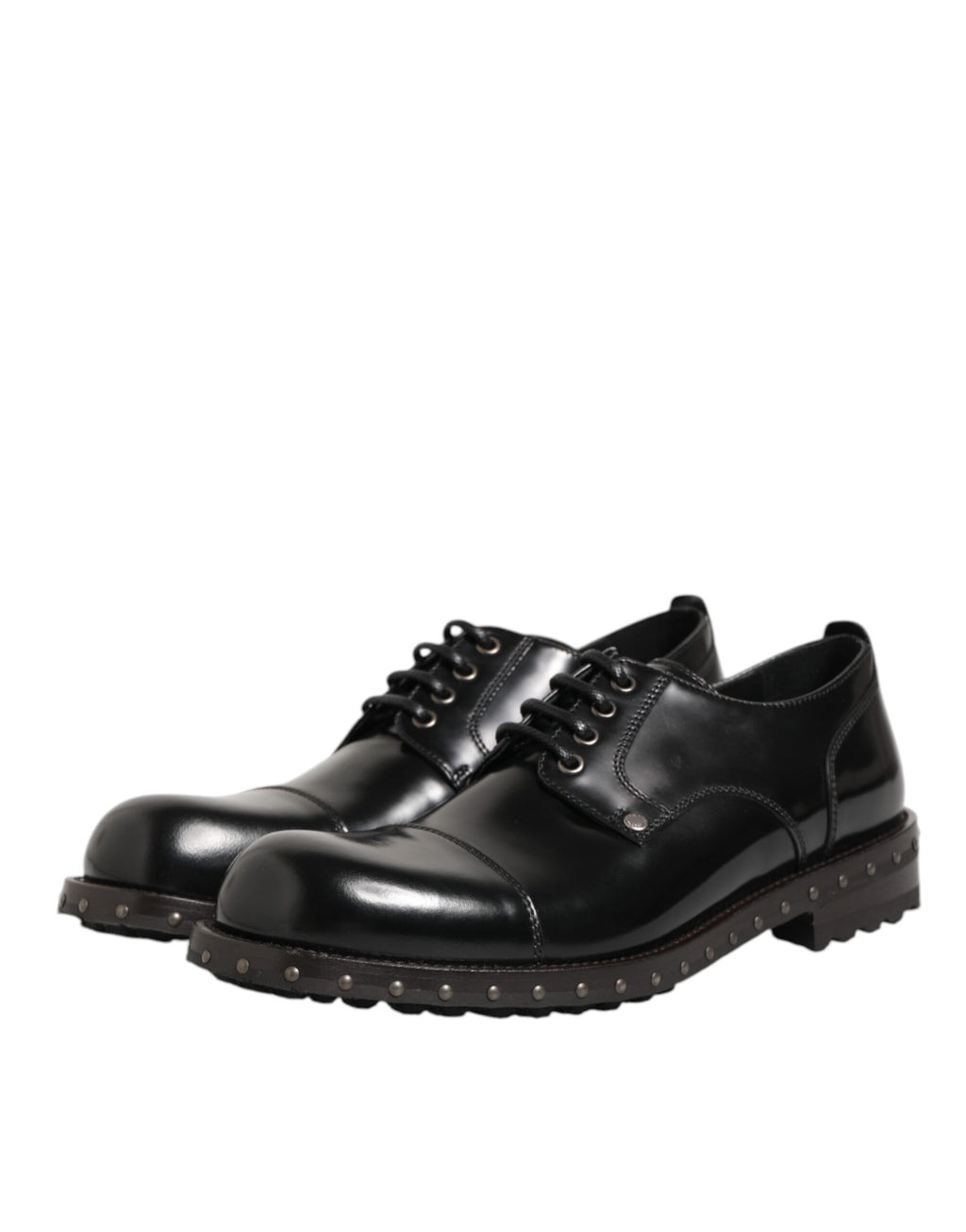 Black Leather Studded Men Formal Derby Shoes