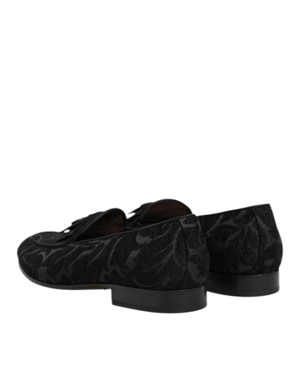 Black Brocade Crown Loafers Dress Shoes