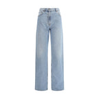 Blue Cotton High-Waisted Jean