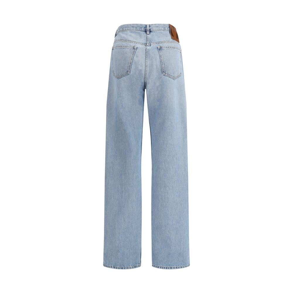 Blue Cotton High-Waisted Jean