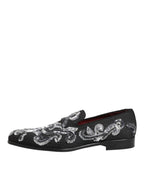Black Silver Sequined Loafers Men Dress Shoes