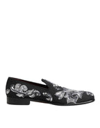 Black Silver Sequined Loafers Men Dress Shoes