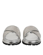 Silver Strass Slides Flats Slippers Shoes